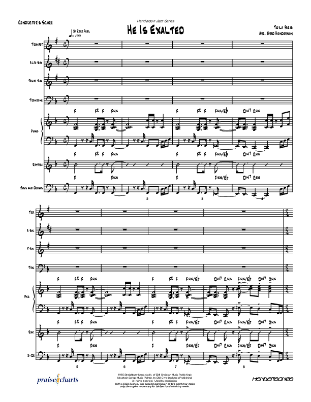 He Is Exalted (Instrumental) Conductor's Score (Brad Henderson)