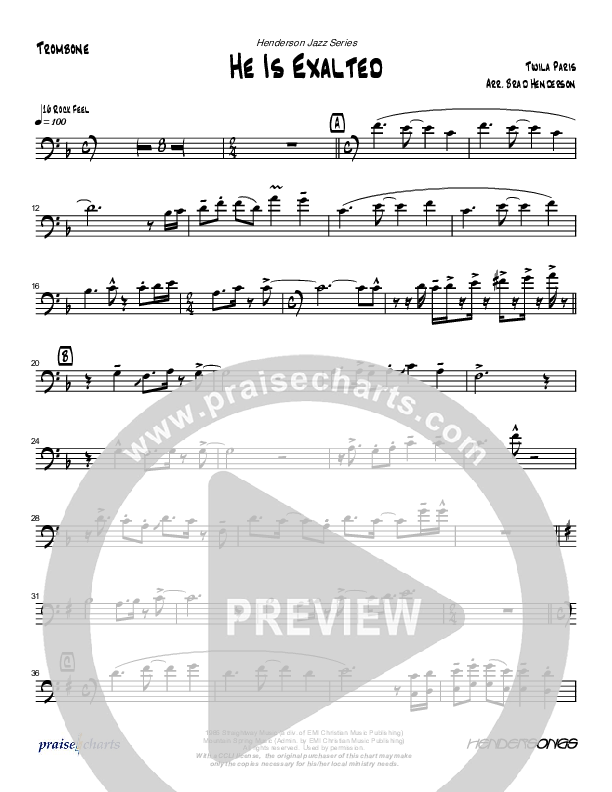 He Is Exalted (Instrumental) Trombone (Brad Henderson)
