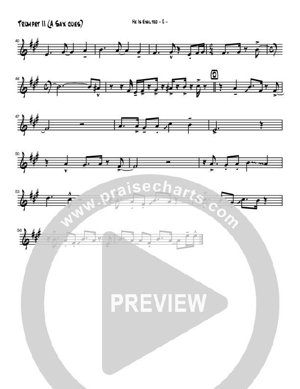 He Is Exalted (Instrumental) Trumpet 2 (Brad Henderson)