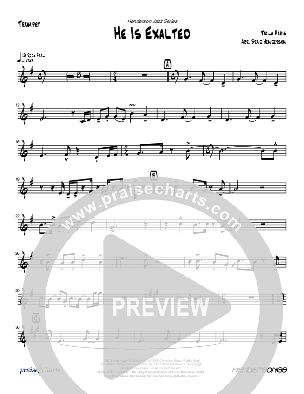 He Is Exalted (Instrumental) Trumpet (Brad Henderson)