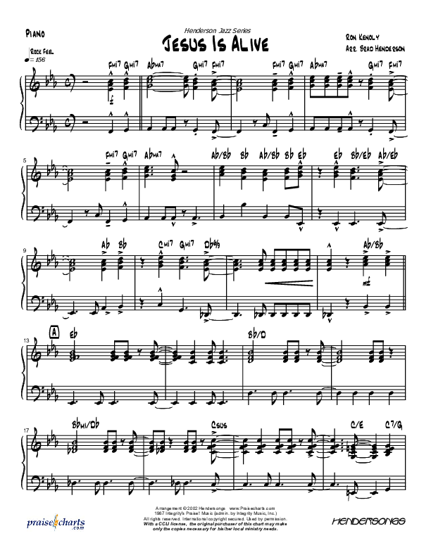 Jesus Is Alive Piano Sheet (Brad Henderson)