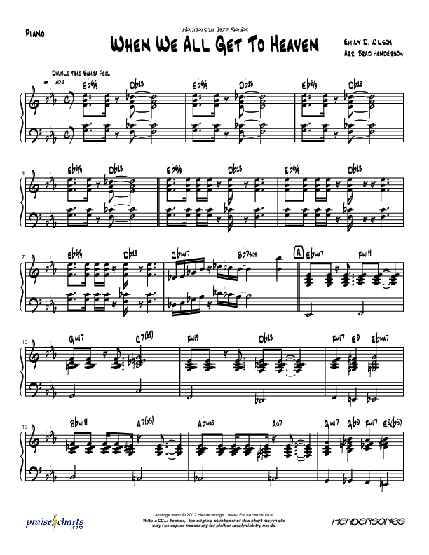 When We All Get to Heaven (Instrumental) Piano Sheet (Brad Henderson)
