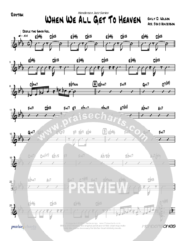 When We All Get to Heaven (Instrumental) Rhythm Chart (Brad Henderson)