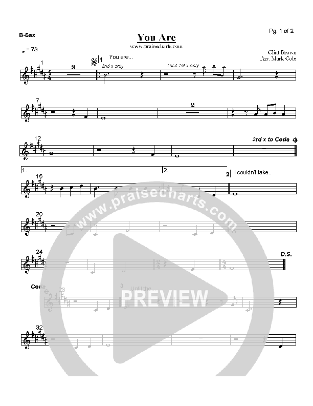 You Are Bari Sax (Ron Kenoly)