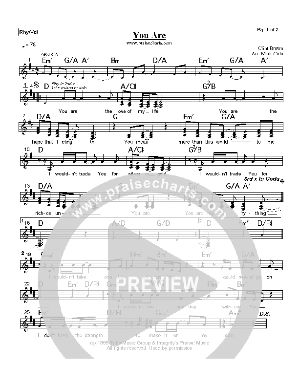 You Are Rhythm/Vocal (Ron Kenoly)