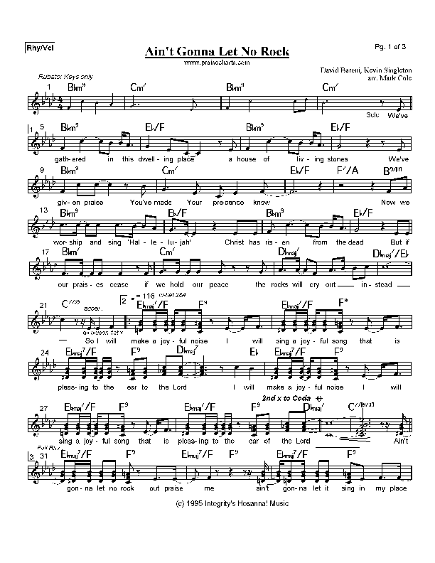 Ain't Gonna Let No Rock Rhythm/Vocal (David Baroni)