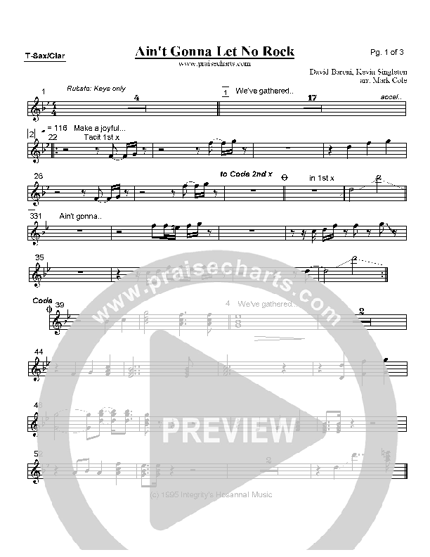 Ain't Gonna Let No Rock Tenor Sax/Clarinet (David Baroni)