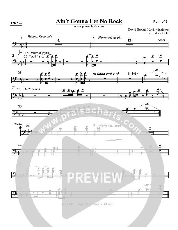 Ain't Gonna Let No Rock Trombone 1/2/3 (David Baroni)