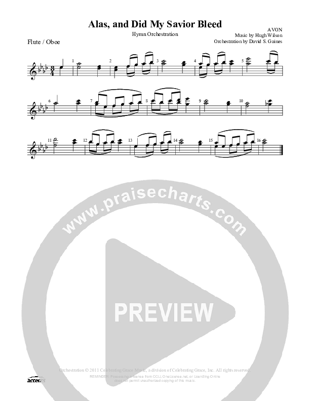 Alas And Did My Savior Bleed Flute/Oboe ()