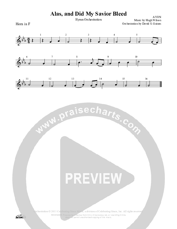 Alas And Did My Savior Bleed French Horn ()