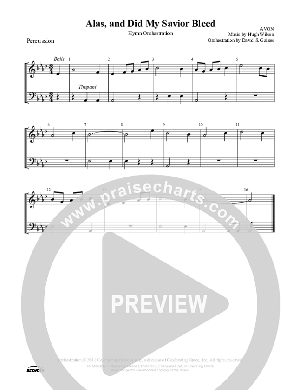 Alas And Did My Savior Bleed Percussion ()