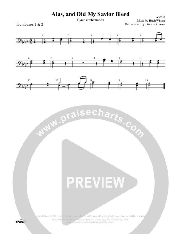Alas And Did My Savior Bleed Trombone 1/2 ()