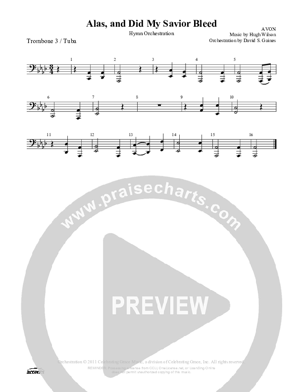 Alas And Did My Savior Bleed Trombone 3/Tuba ()