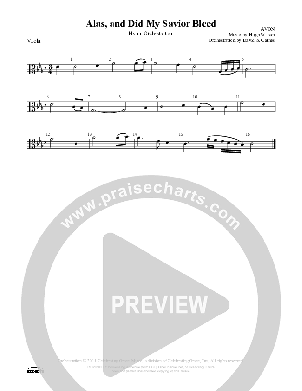 Alas And Did My Savior Bleed Viola ()