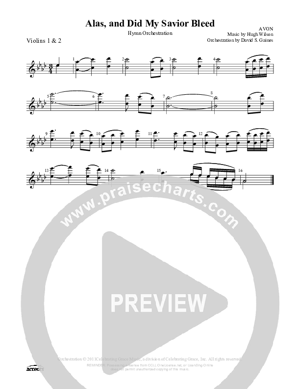 Alas And Did My Savior Bleed Violin 1/2 ()