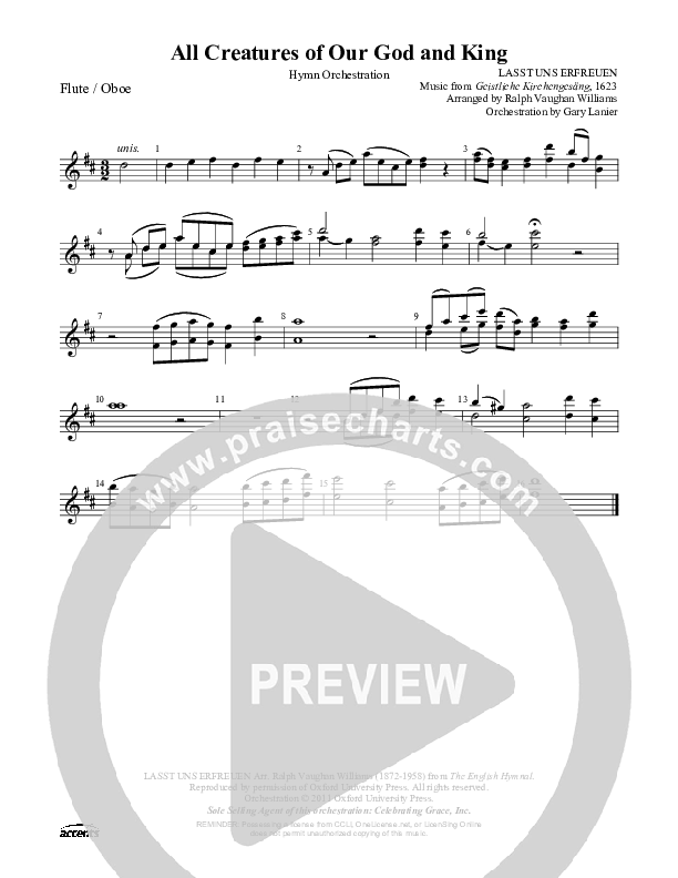 All Creatures Of Our God And King Flute/Oboe ()