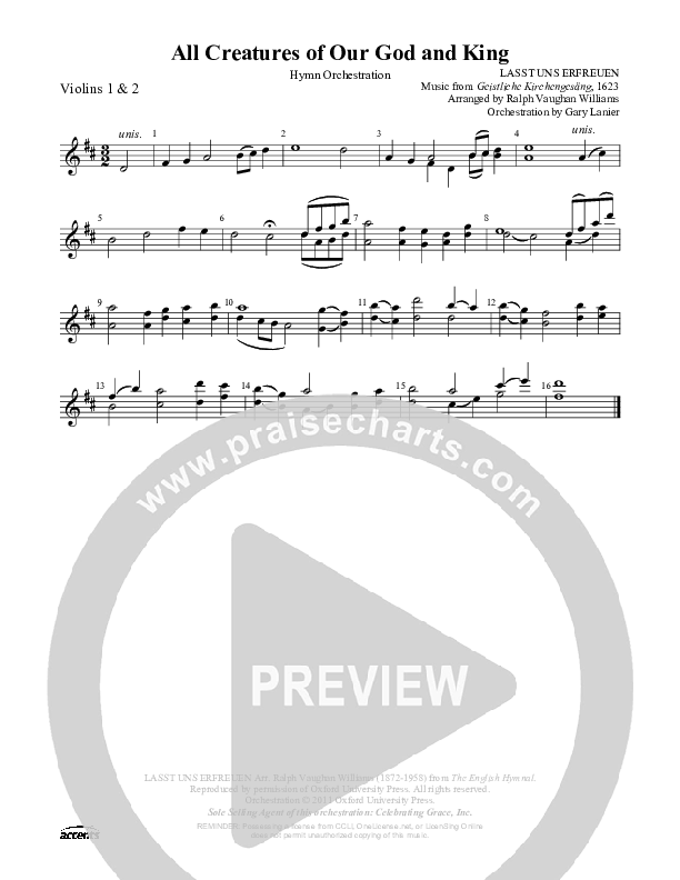All Creatures Of Our God And King Violin 1/2 ()
