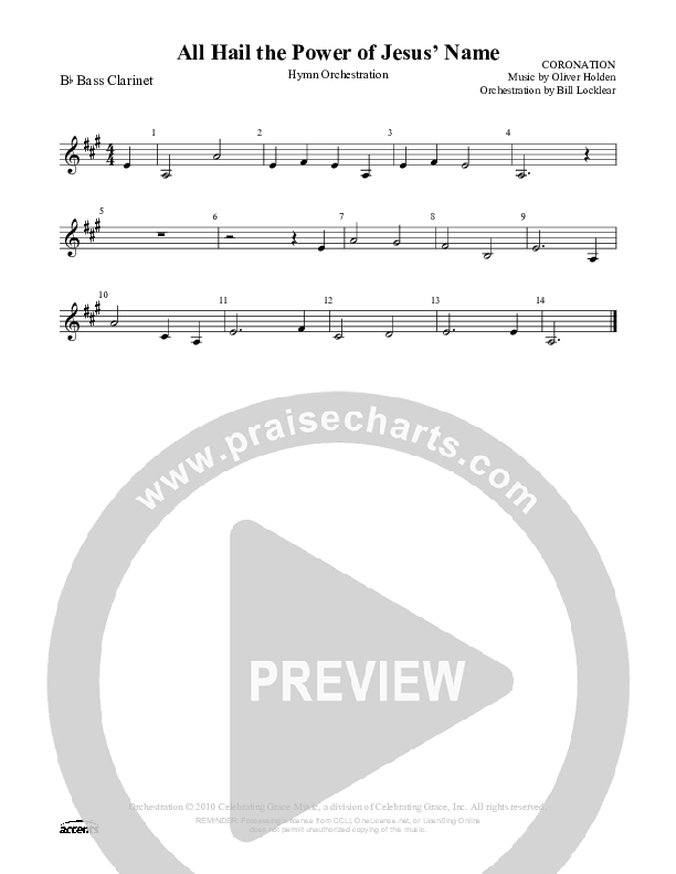 All Hail The Power Of Jesus Name (Coronation) Bass Clarinet (Celebrating Grace)