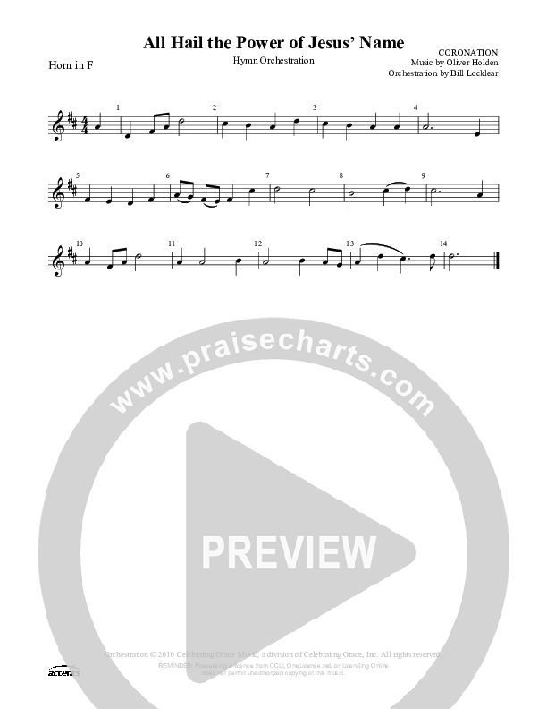 All Hail The Power Of Jesus Name (Coronation) French Horn (Celebrating Grace)