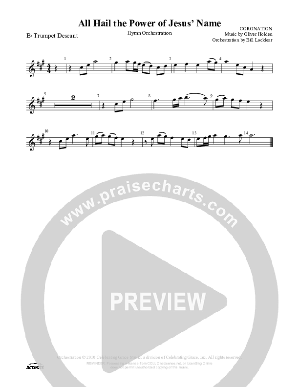 All Hail The Power Of Jesus Name (Coronation) Trumpet (Celebrating Grace)