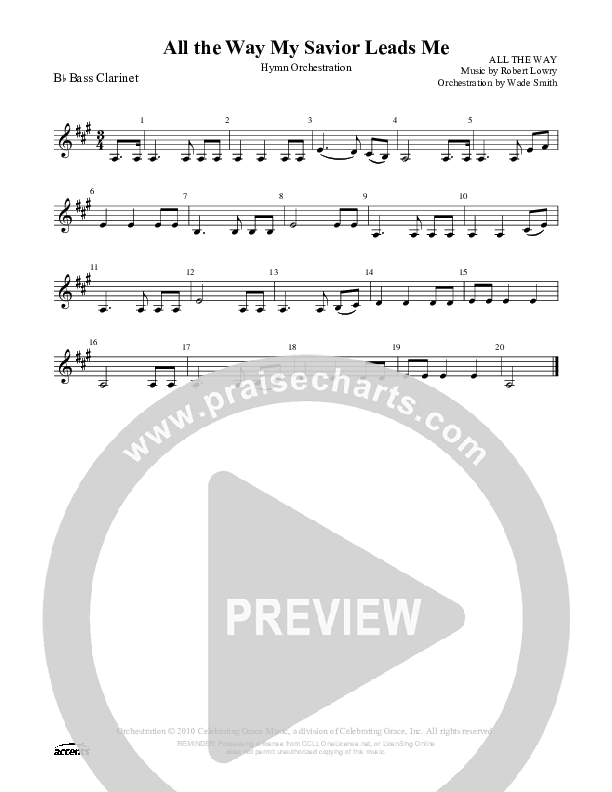 All The Way My Savior Leads Me Bass Clarinet ()