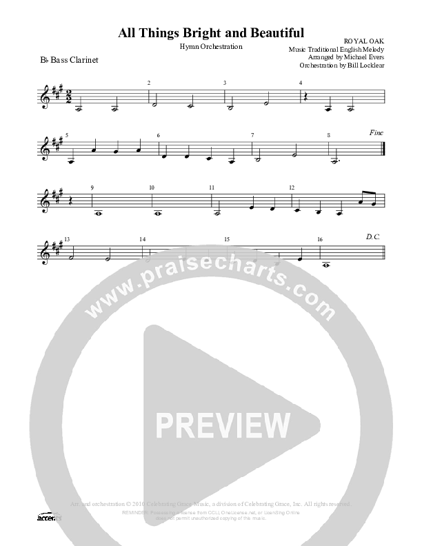 All Things Bright And Beautiful Bass Clarinet ()