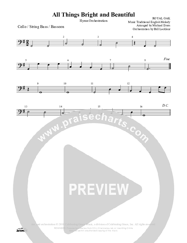 All Things Bright And Beautiful Cello/Bass ()
