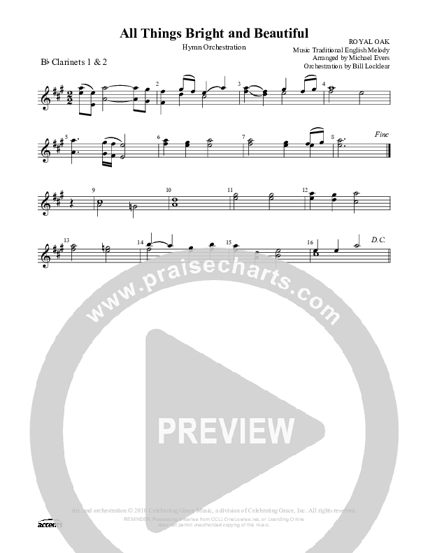 All Things Bright And Beautiful Clarinet 1/2 ()