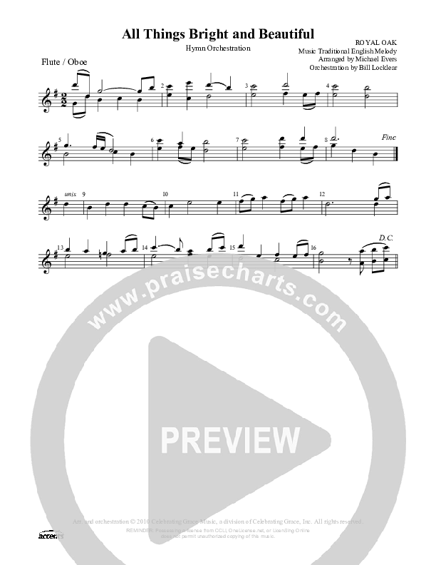 All Things Bright And Beautiful Flute/Oboe ()