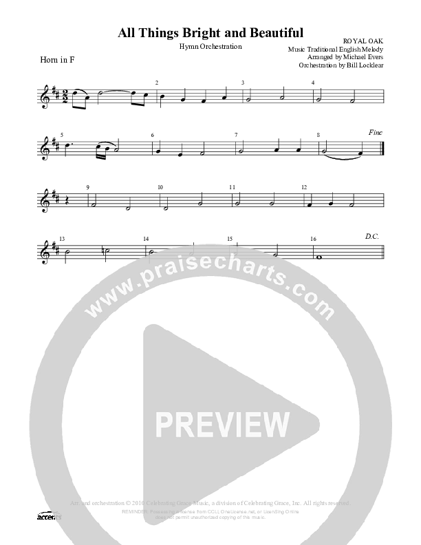 All Things Bright And Beautiful French Horn ()