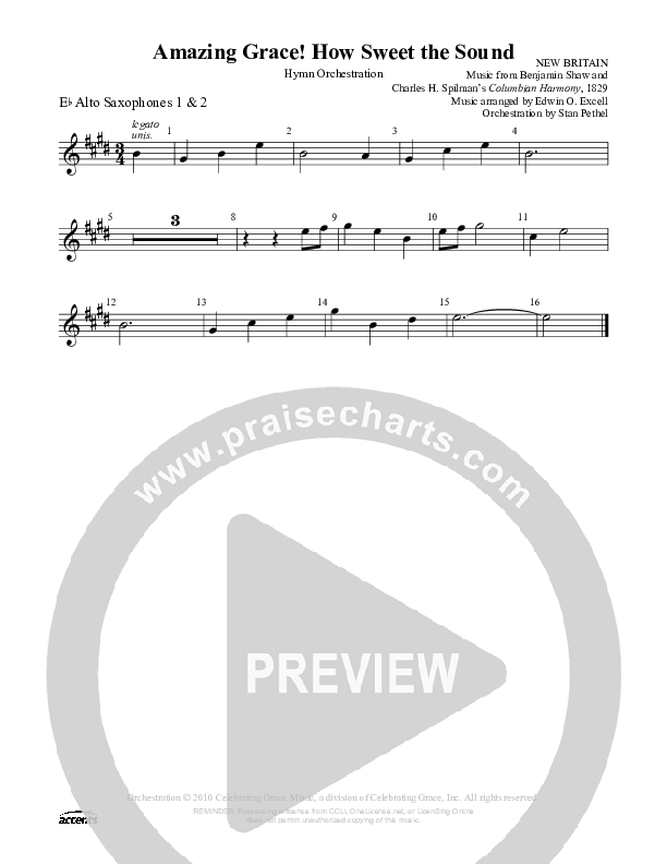 Amazing Grace How Sweet The Sound Alto Sax 1/2 ()
