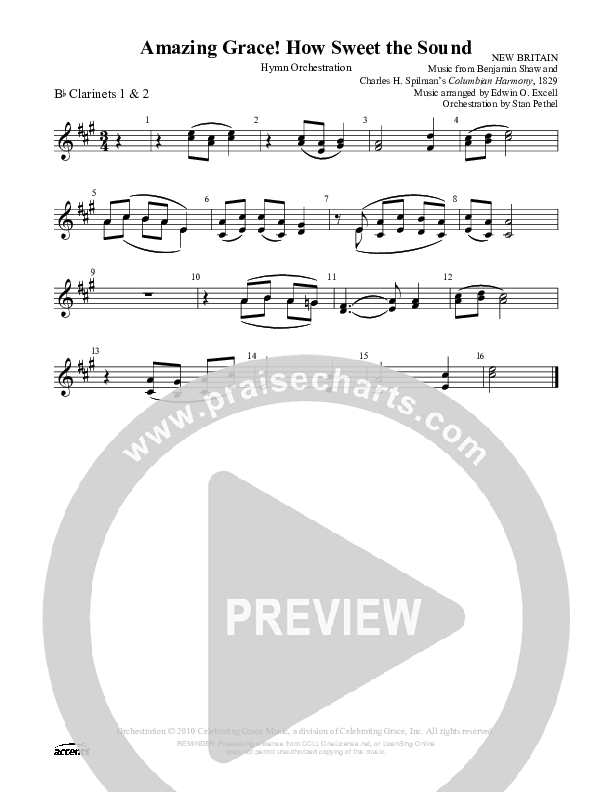 Amazing Grace How Sweet The Sound Clarinet 1/2 ()
