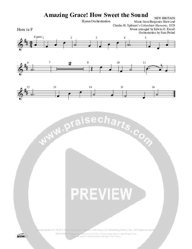 Amazing Grace How Sweet The Sound French Horn ()