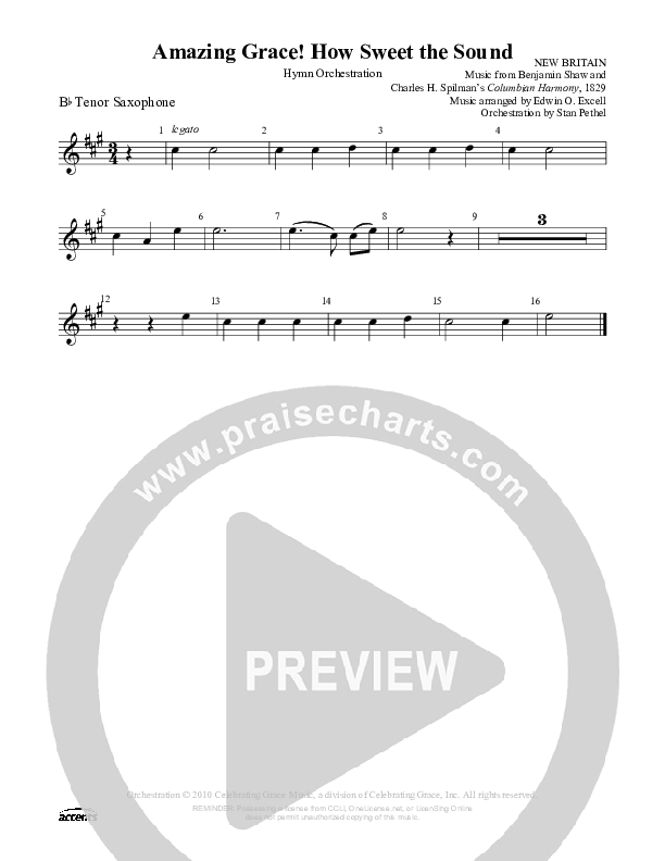 Amazing Grace How Sweet The Sound Tenor Sax 2 ()