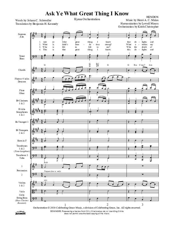Ask Ye What Great Thing I Know Orchestration ()