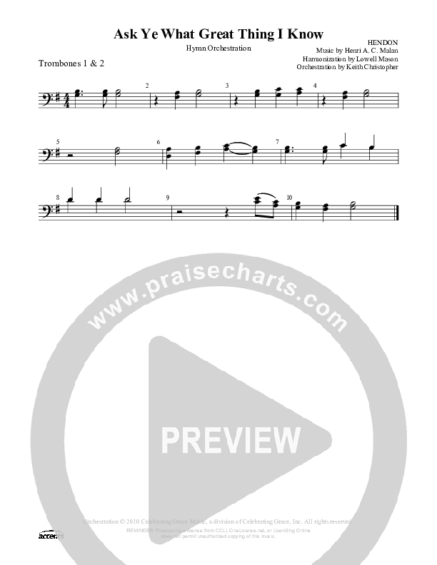 Ask Ye What Great Thing I Know Trombone 1/2 ()