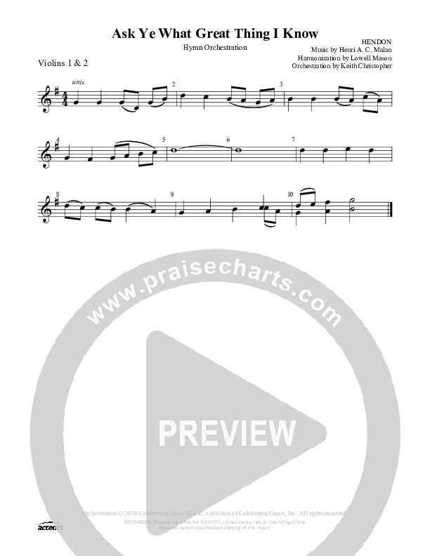 Ask Ye What Great Thing I Know Violin 1/2 ()