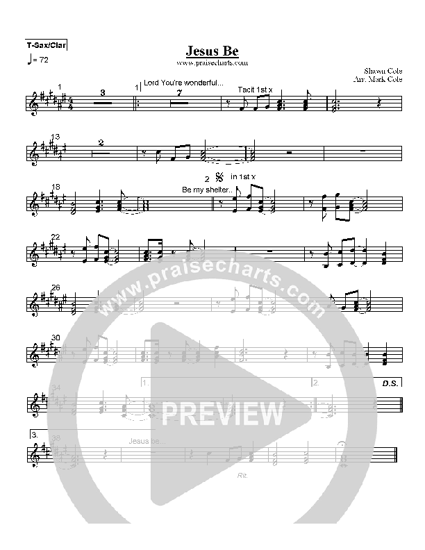 Jesus Be Tenor Sax/Clarinet (Shawn Cole)