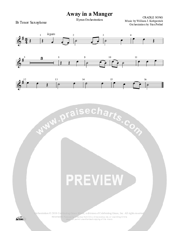 Away In A Manger (Cradle Song) Tenor Sax 2 (Celebrating Grace)