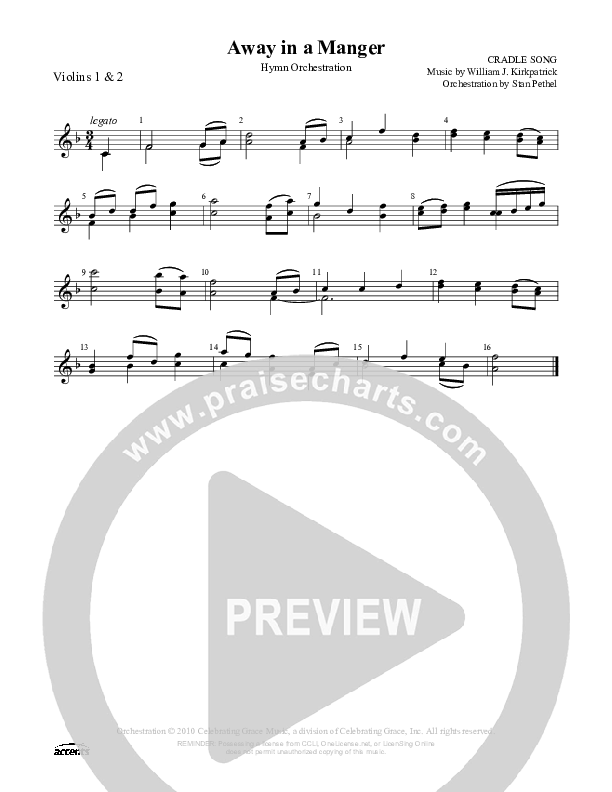 Away In A Manger (Cradle Song) Violin Sheet Music PDF (Celebrating