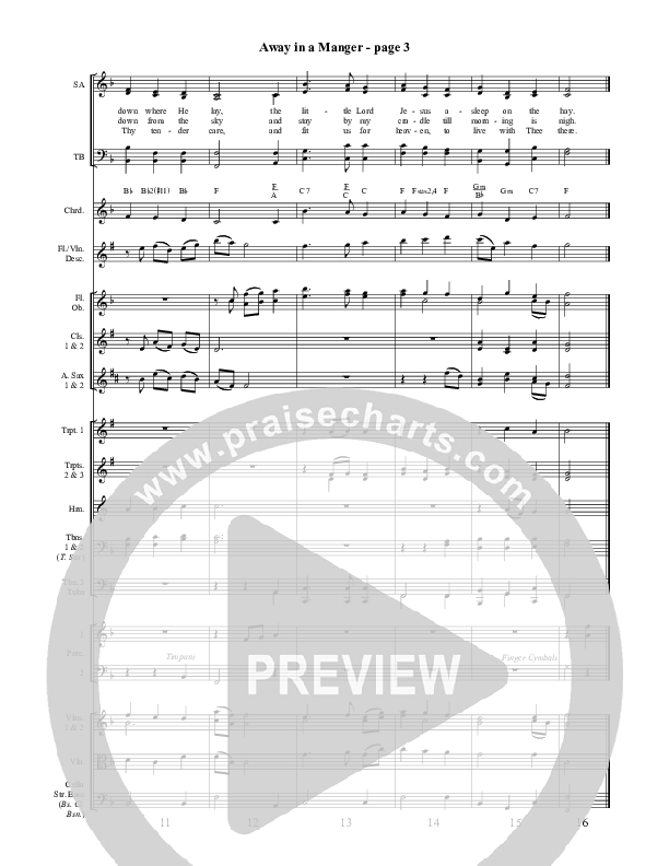 Away In A Manger (Cradle Song) Conductor's Score ()