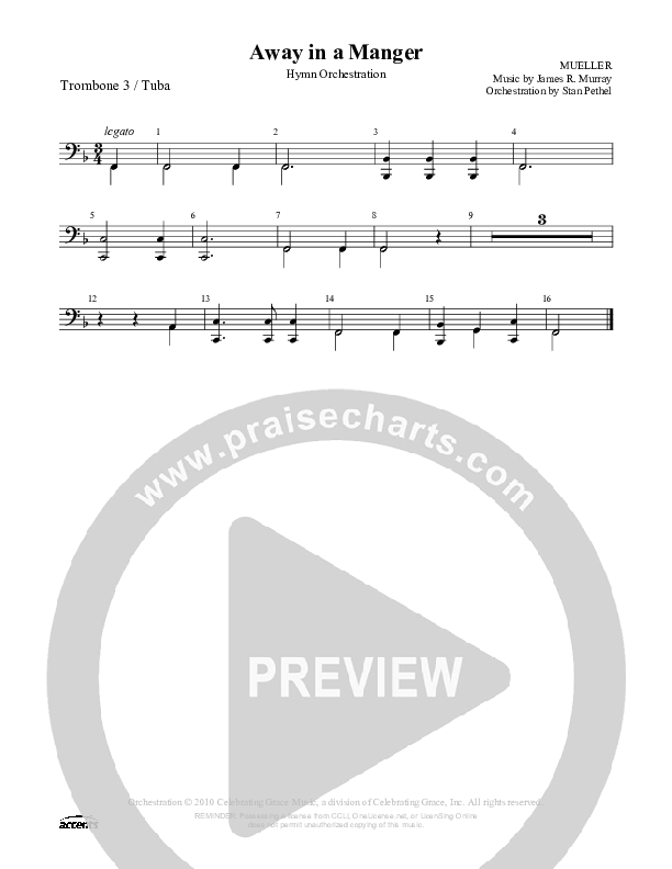 Away In A Manger (Cradle Song) Trombone 3/Tuba ()