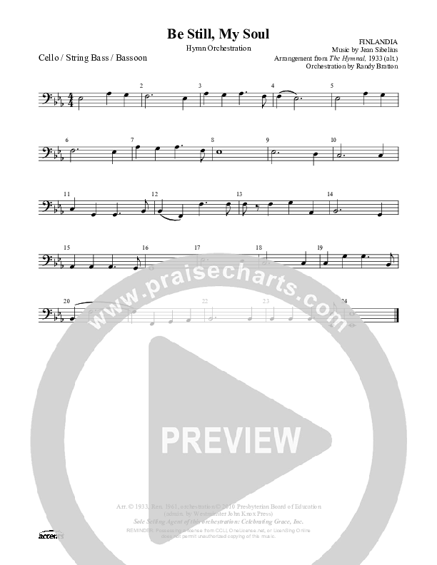 Be Still My Soul Cello/Bass ()