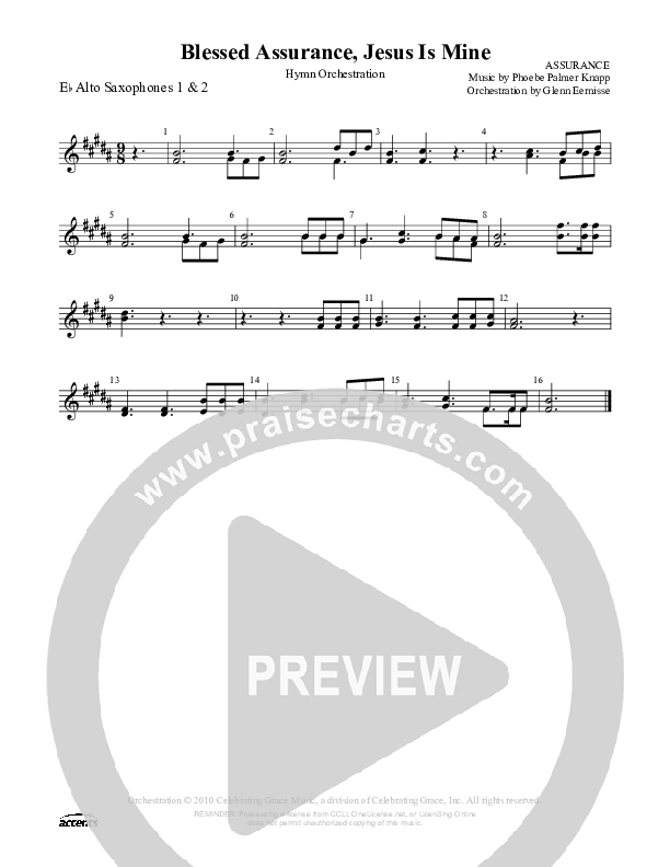 Blessed Assurance Jesus Is Mine Alto Sax 1/2 ()