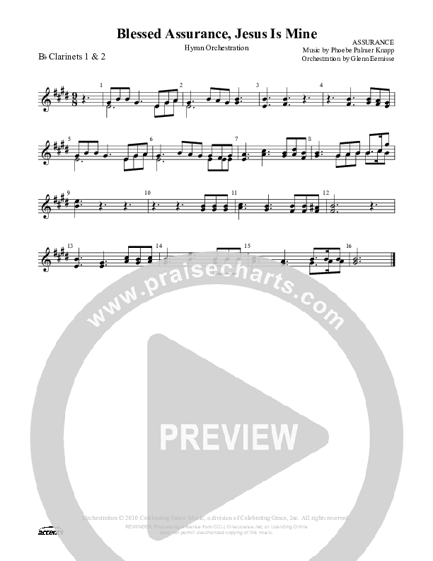 Blessed Assurance Jesus Is Mine Clarinet 1/2 ()