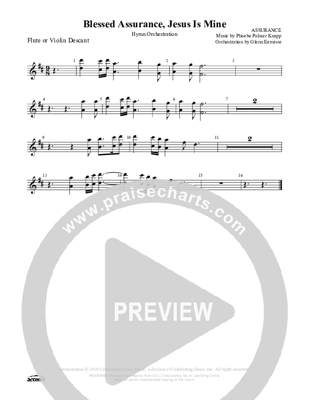 Blessed Assurance Jesus Is Mine Flute ()