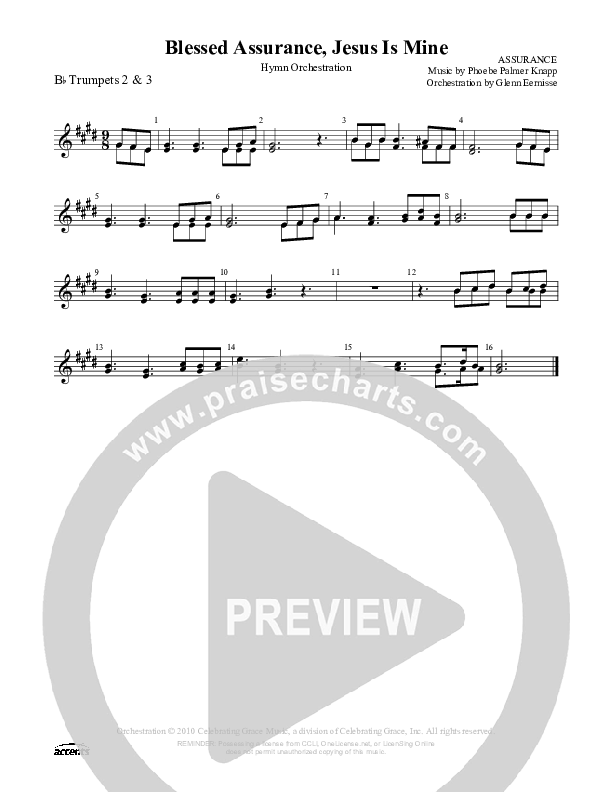 Blessed Assurance Jesus Is Mine Trumpet 2/3 ()