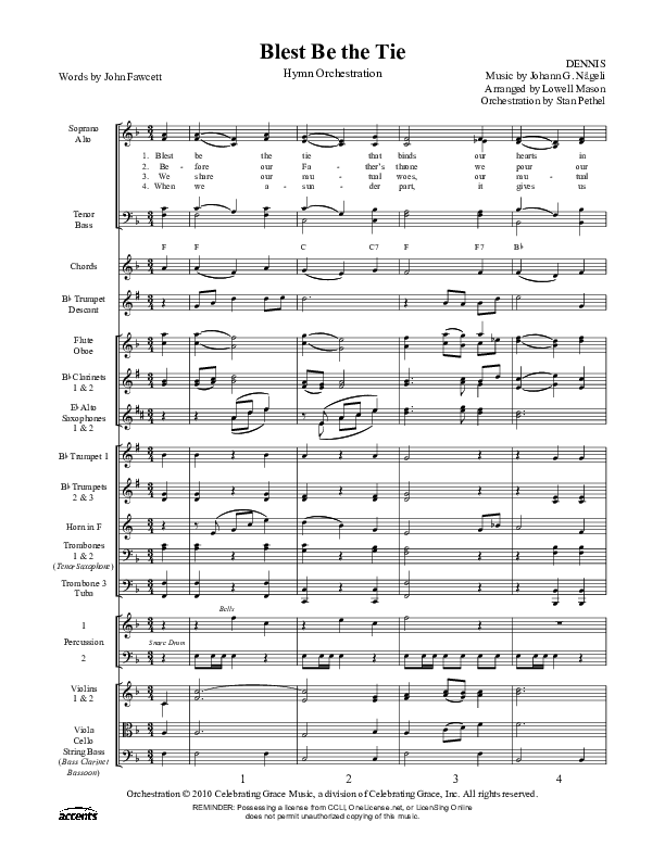 Blest Be The Tie Orchestration ()