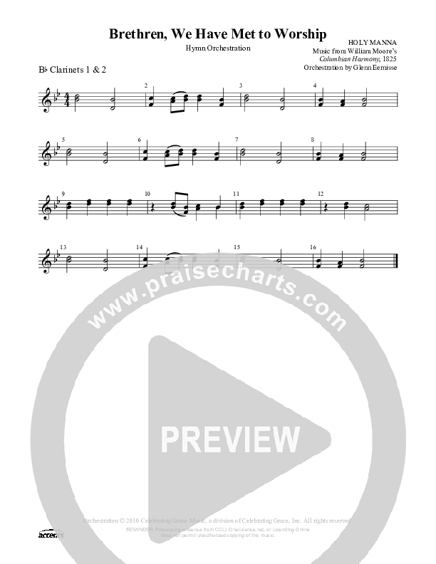 Brethren We Have Met To Worship Clarinet 1/2 ()