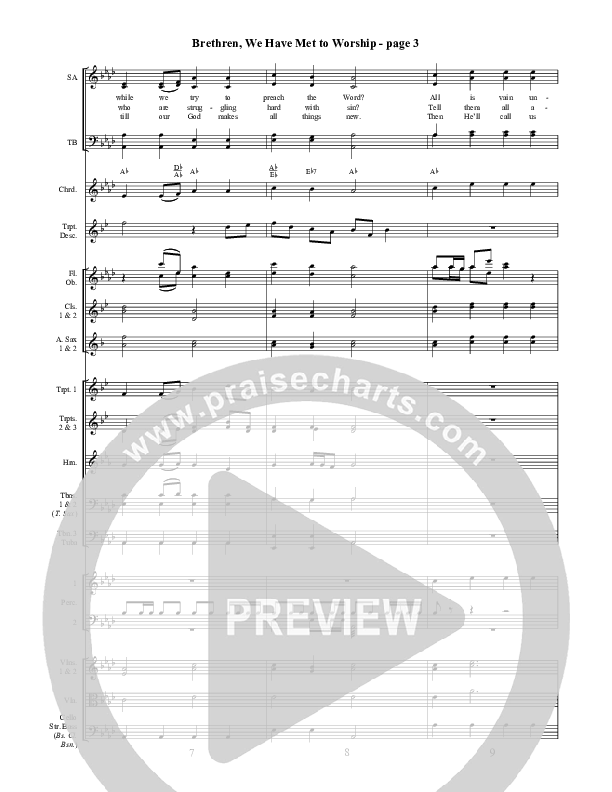 Brethren We Have Met To Worship Conductor's Score ()